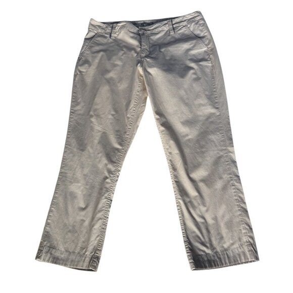 Horny Toad Women's Sz 12 Tan Wide Leg Cropped Capri Pants w/ Gray Contrast Cuffs - Picture 1 of 9